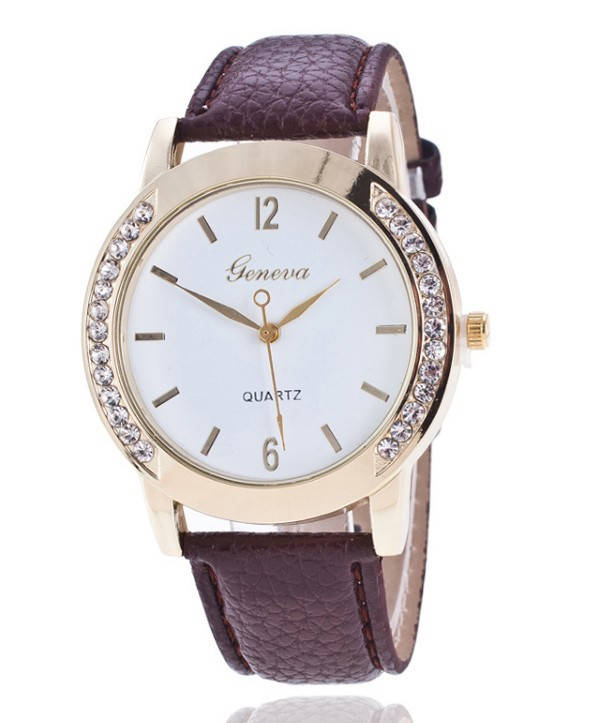 

Часы Женева Geneva Полукруг коричневый ремешок