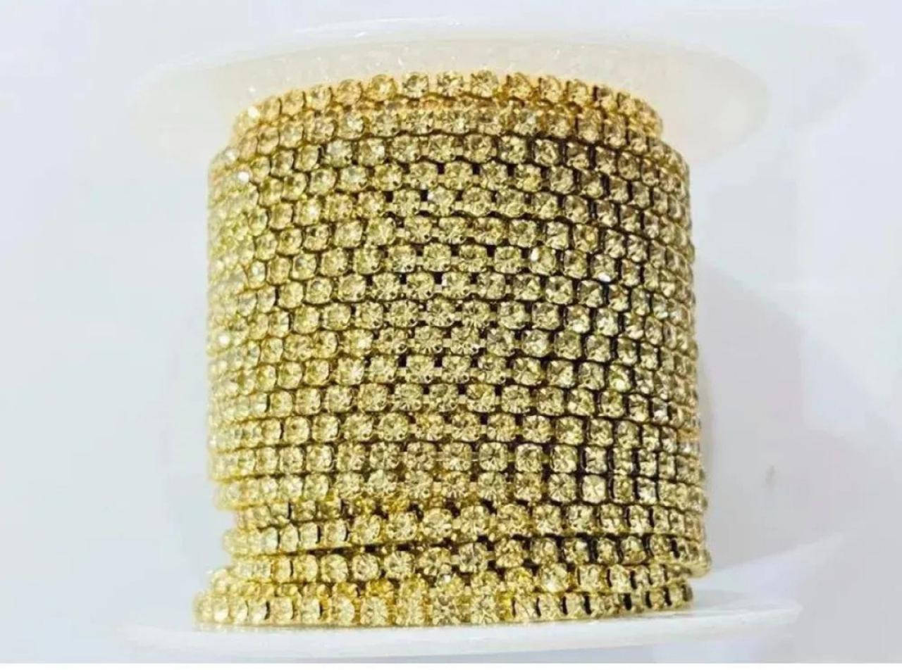 

Стразовая цепочка, цвет лимонный (2 mm), 1 м., Желтый