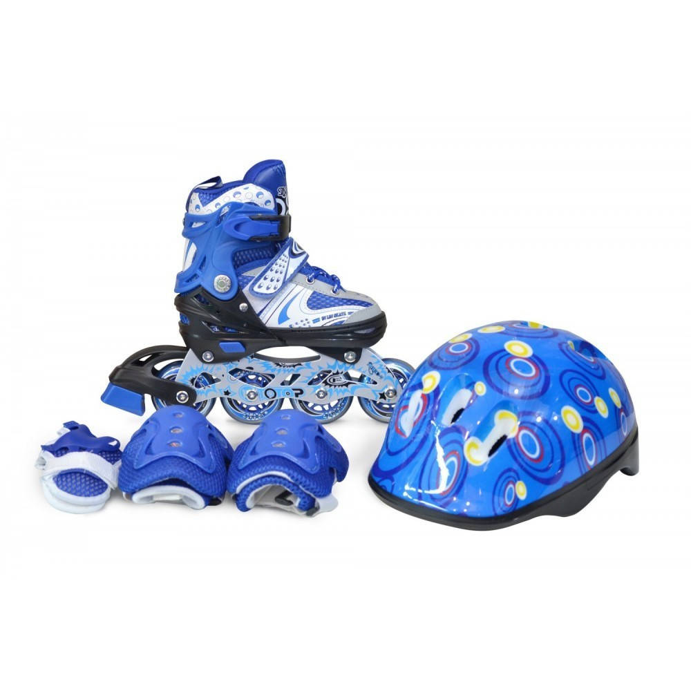 

Ролики детские раздвижные Happy Combo Набор Защита и Шлем PU 29-33, Синий (2T3007)
