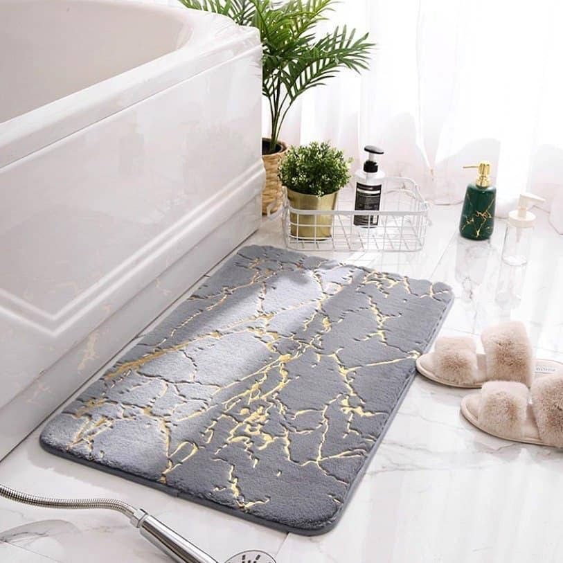 

Коврик влаговпитывающий для ванной под мрамор, в сером цвете, Серый
