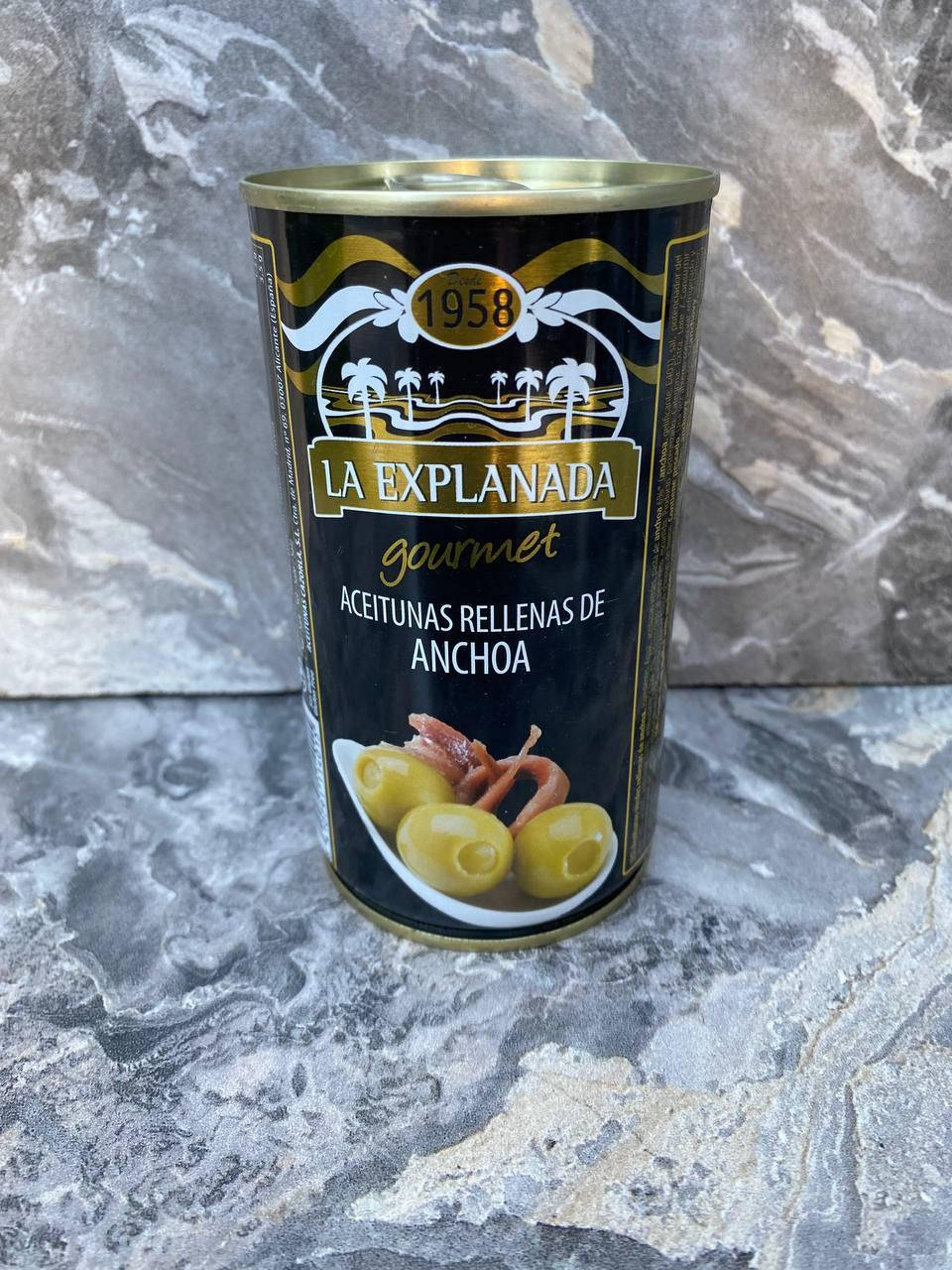 

Оливки La Explanada Anchoa Guormet фаршированные анчоусом 370 грм