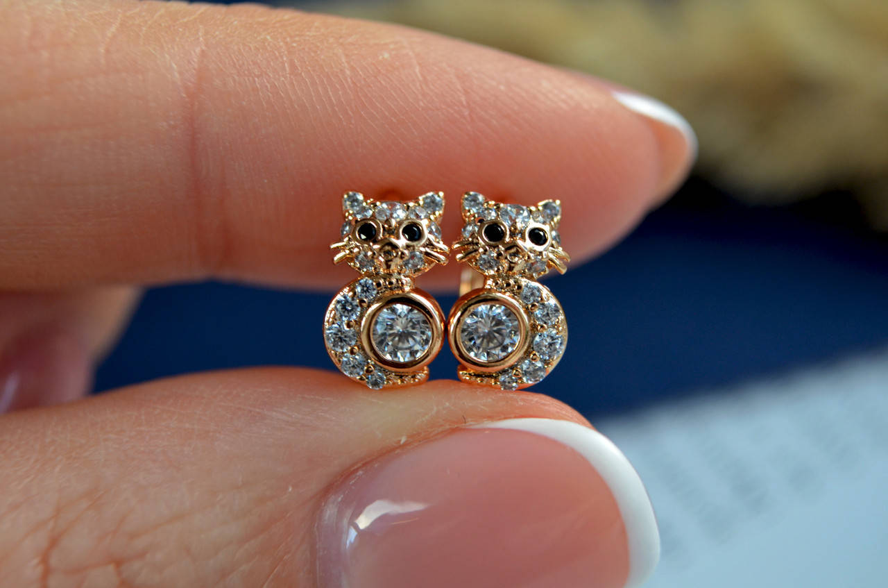 

Серьги котики 1 см, медсплав.