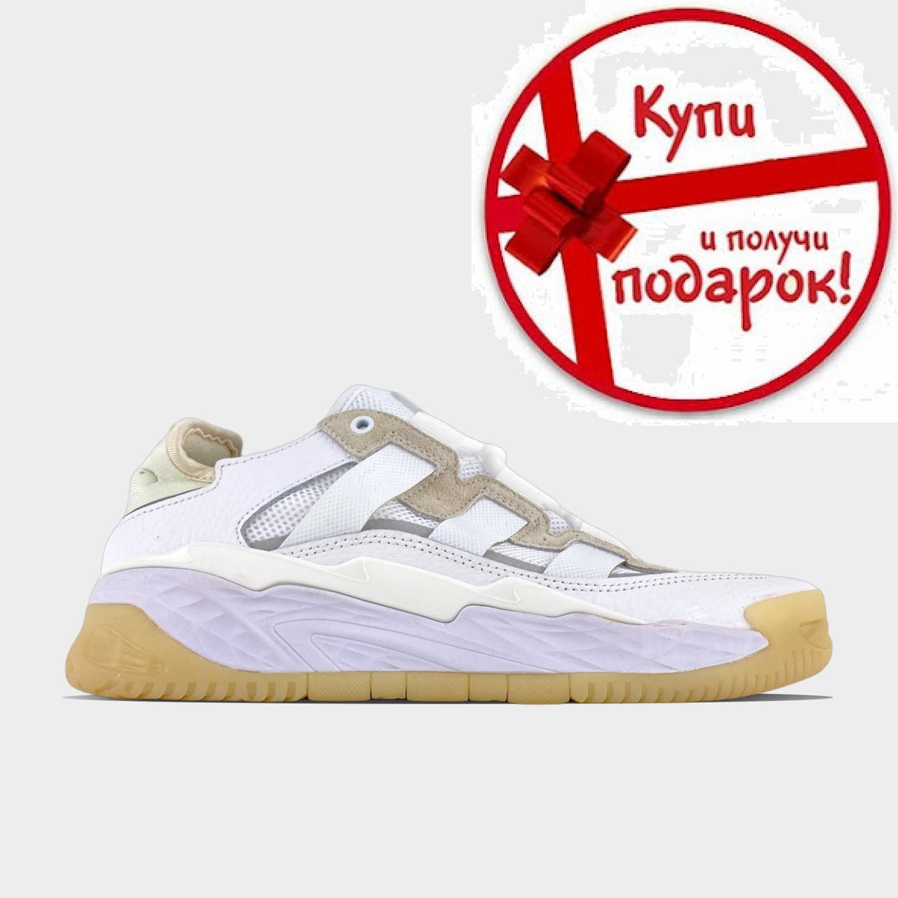 

Кроссовки женские / мужские кожаные Adidas Niteball White Cream белые, Белый