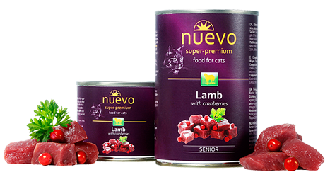 

Консервы для кошек NUEVO Senior ягненок и клюква для взрослых кошек 200г
