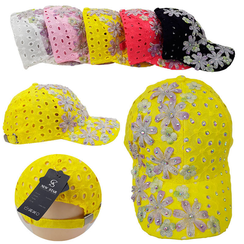 

Кепка для девочки р.56, Камушки, перфорация, Разные цвета