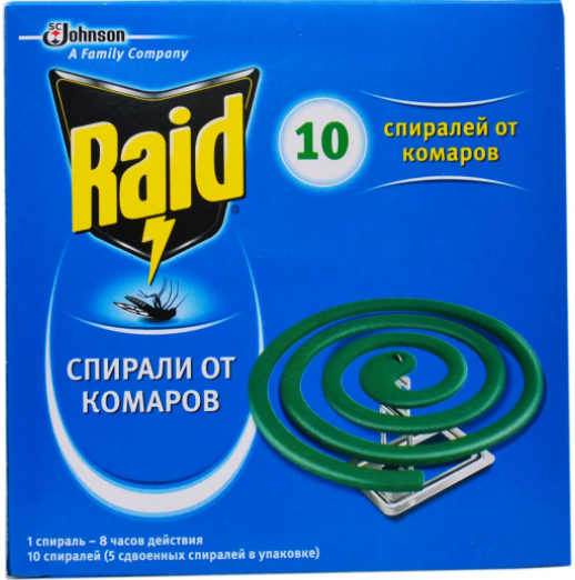 

Спирали Raid от комаров, 10шт 678935