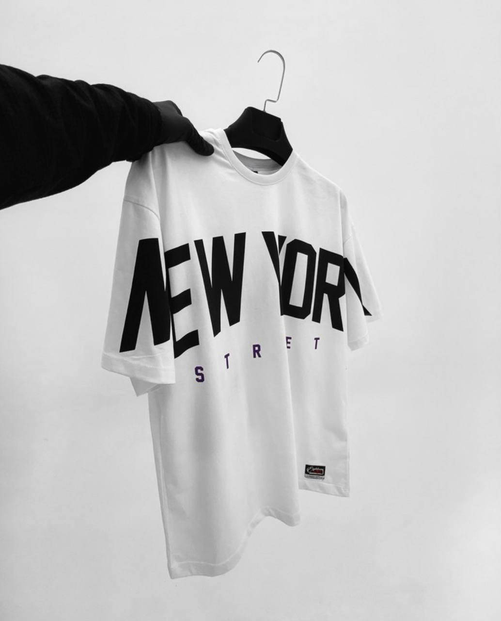 

Мужская стильная белая футболка оверсайз NEW YORK XXL