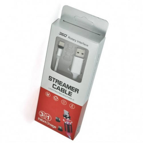 

Магнитный кабель светящийся USB 2.0/Type-C, 1m, 2А, Silver, Green, Red OEM