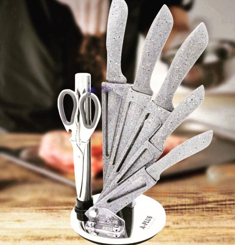 

Набор кухонных ножей 7 предметов на крутящейся подставке A-PLUS KF0996