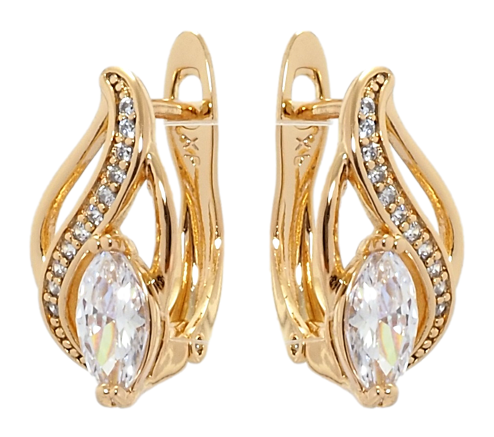 

Серьги Xuping Позолота 18K английский замок "Пламя с фианитом"