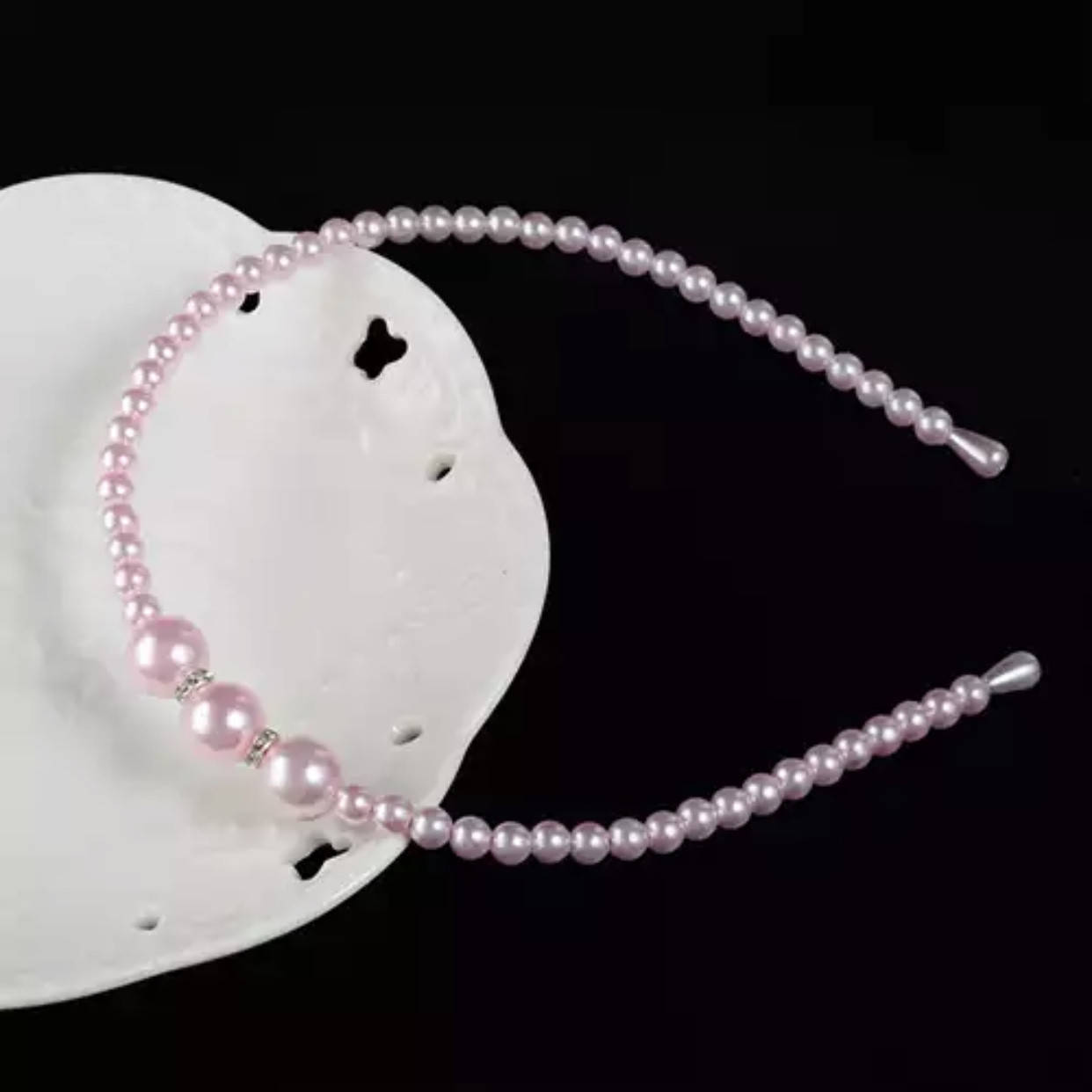 

Обруч для волос с жемчужинами розовый (0.6 - 1.3 см)