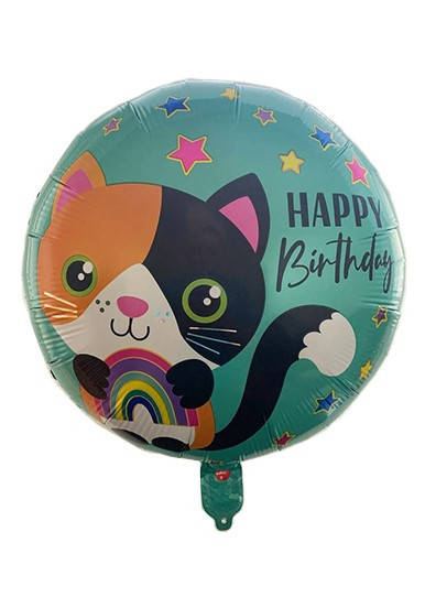 

Воздушный фольгированный шар Happy Birthday кошечка (Китай), Разные цвета