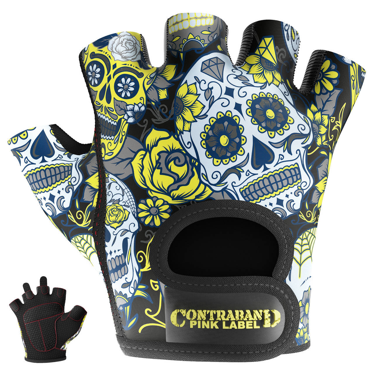 

Женские перчатки для фитнеса Contraband Pink Label 5237 Sugar Skull Gloves S, Желтый