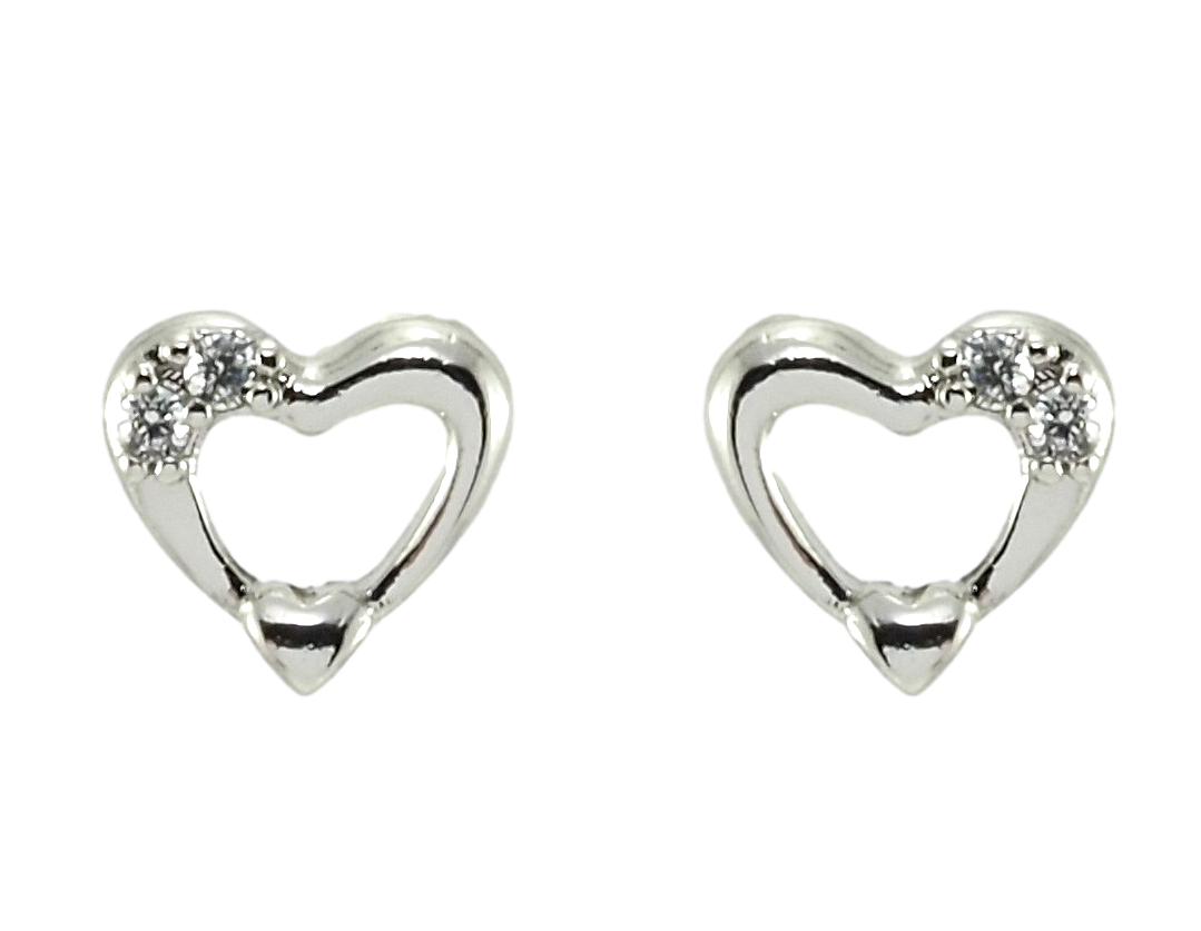 

Серьги ХР Родий гвоздики (песеты) "Сердечки с фианитами"