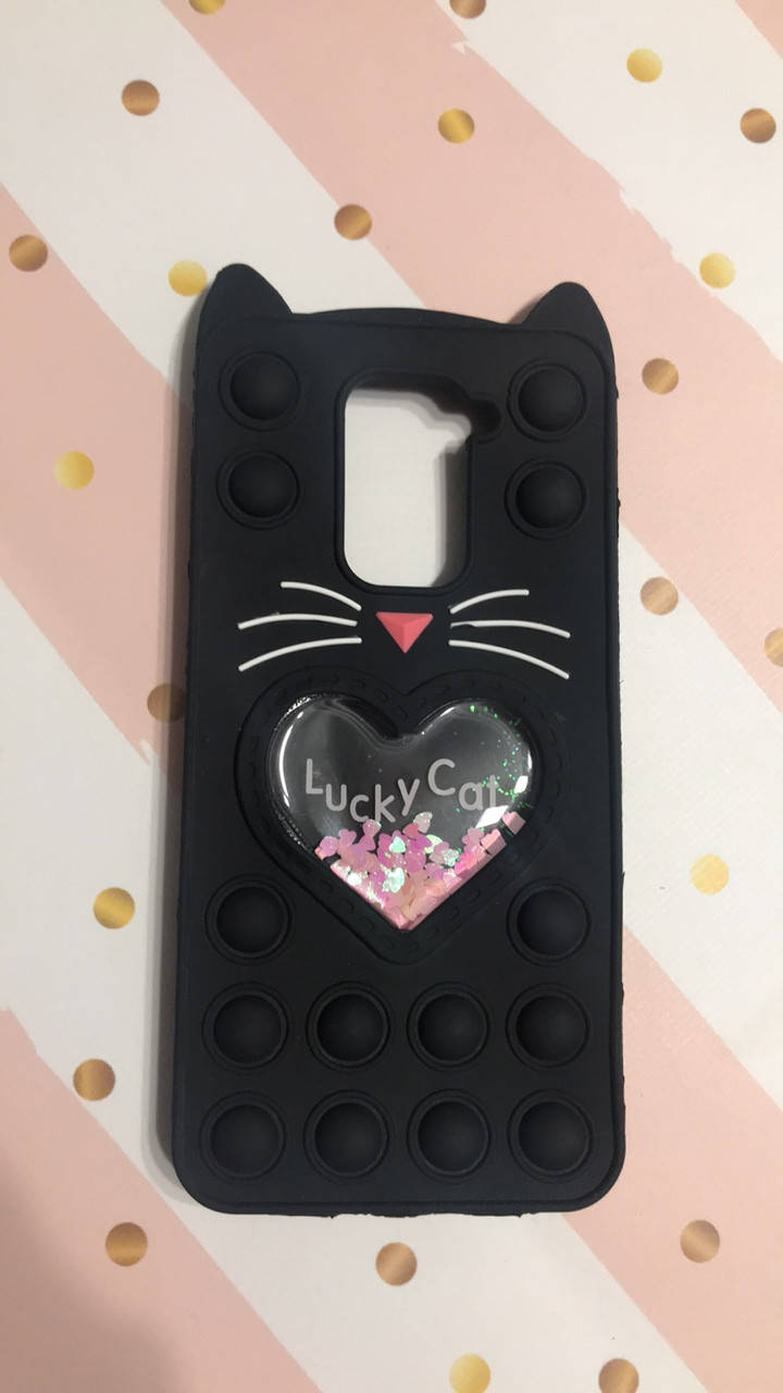 

Чехол Попит Антистресс Поп-Ит Pop It для Xiaomi Redmi Note 9 Поп ит Котик с сердечком чёрный, Черный