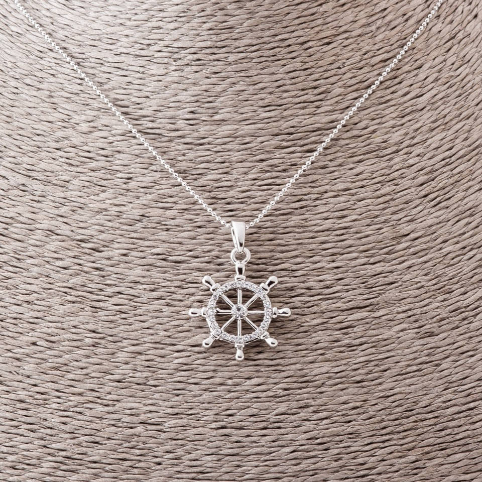 

Кулон Штурвал на жетонной цепочке, длина 52см, диаметр 2,5см серебристый металл