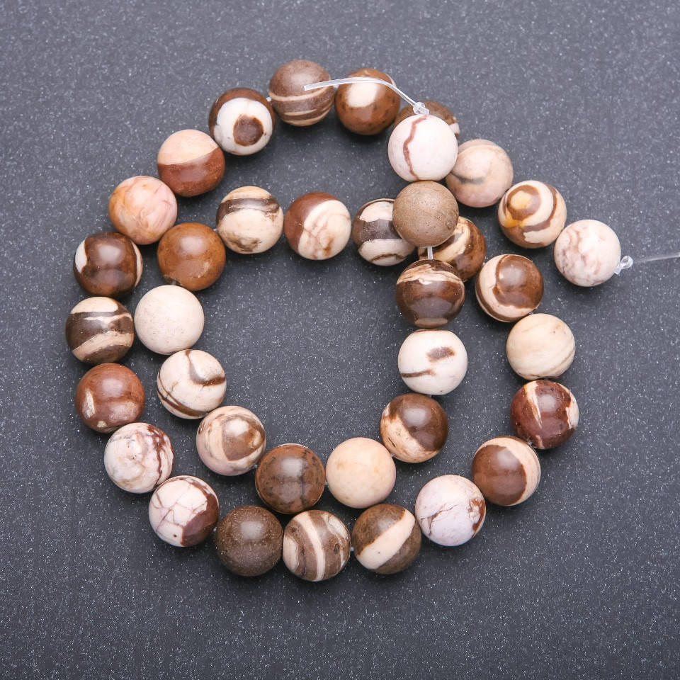 

Бусины из натурального камня Яшма Зебра гладкий шарик d-10+-мм нитка L-38+-см