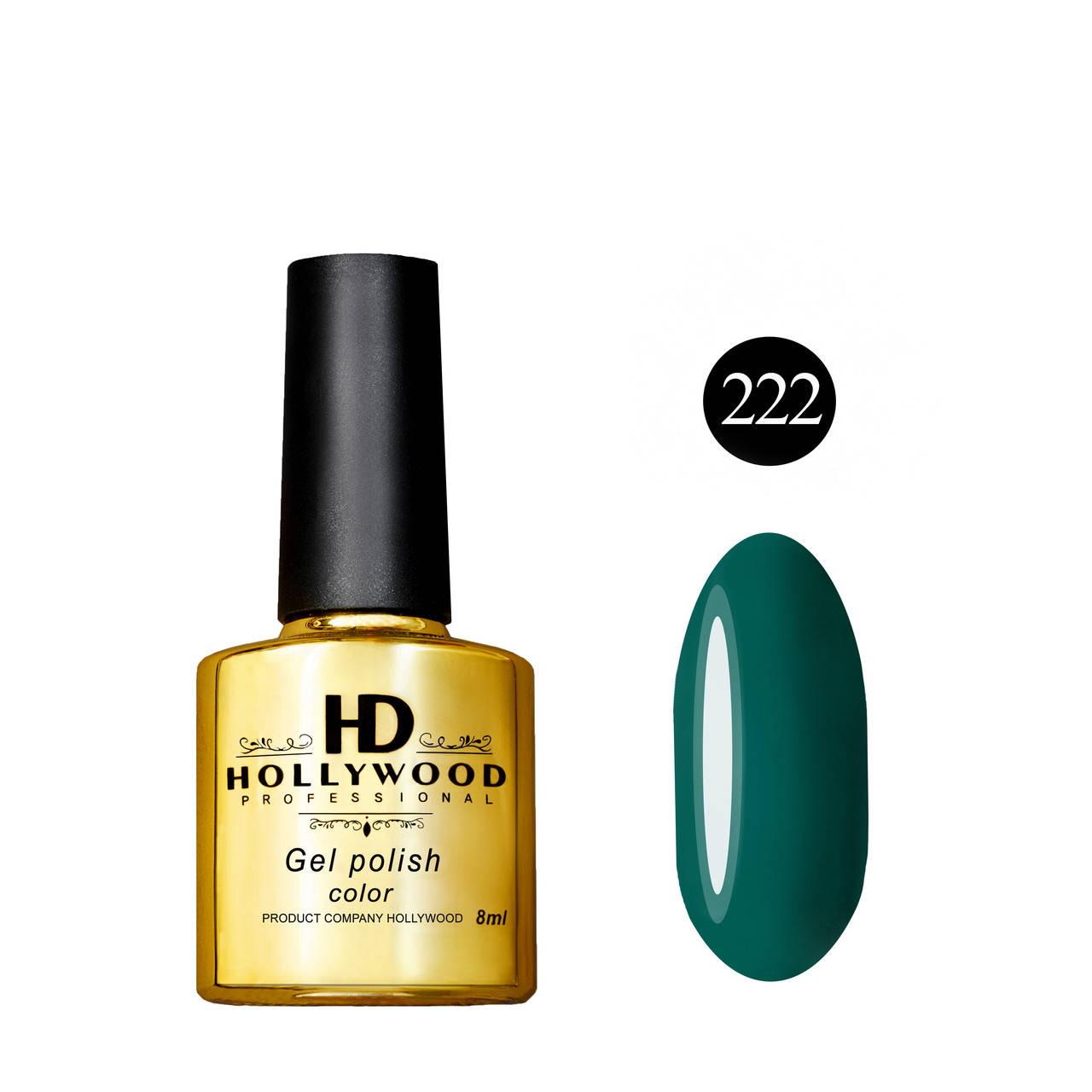

Гель лак 222 Темно-Зелёный Плотный HD Hollywood 8 ml
