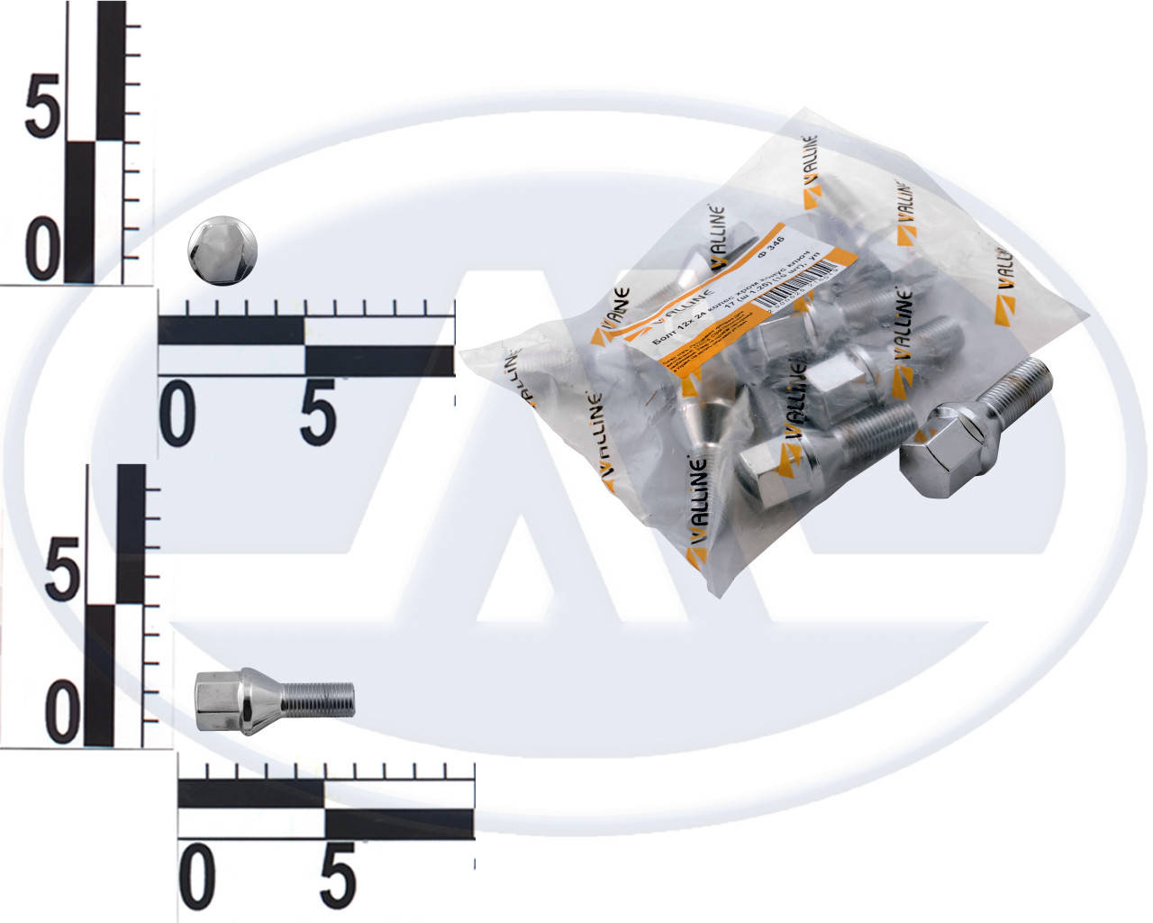 

Болт М12х24 (ш. 1,25) колеса хром. конусный, под ключ 17 (10 шт.)