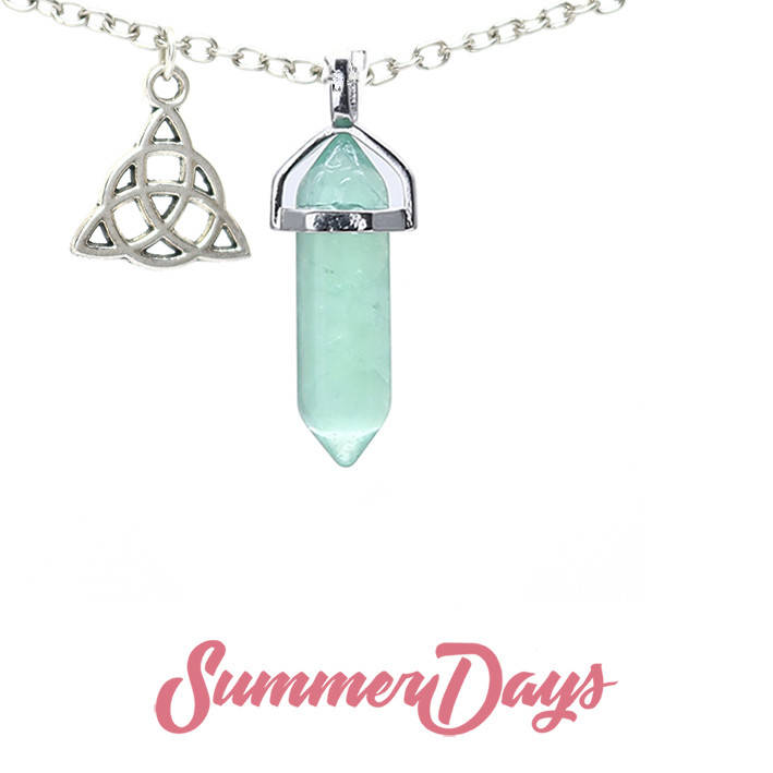 

Кулон зеленый флюорит с трикветром