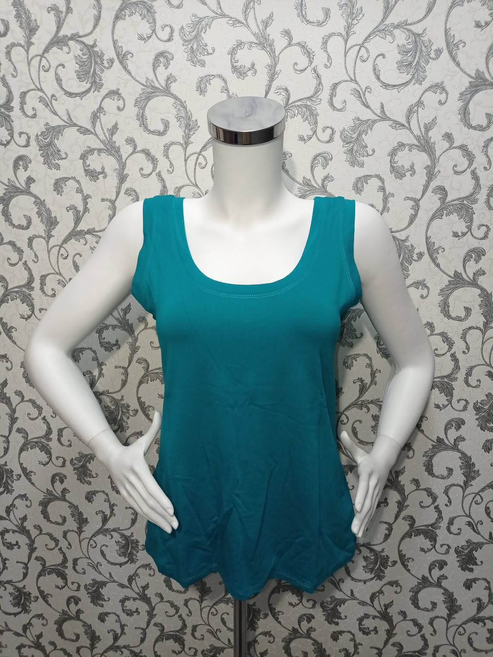 

Майка трикотажная женская однотонная универсал 52 54 батал бирюза