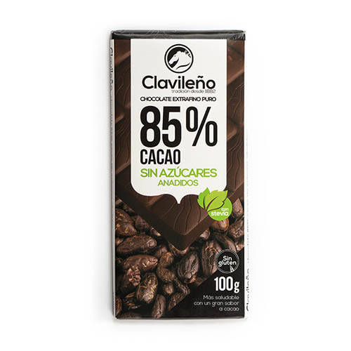 

Шоколад черный со стевией CLAVILENO 85% какао, без сахара, без глютена 100г