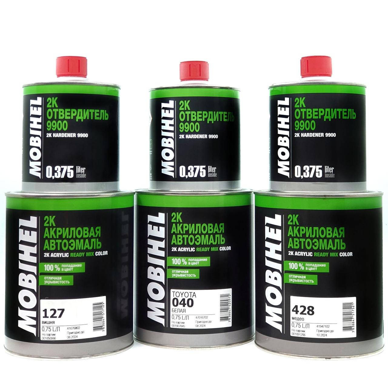 

Авто краска (автоэмаль) акриловая Mobihel (Мобихел) 564 Кипарис 0,75л с отвердителем 0,375л