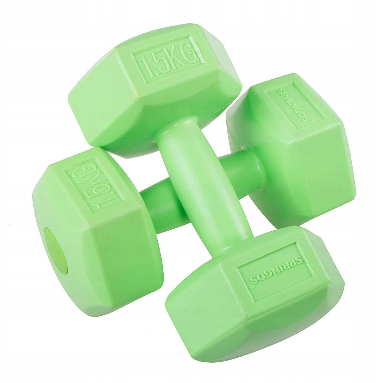 

Гантели шестигранная форма 2 x 1.5 кг Springos Hex FA1031, Зелёный