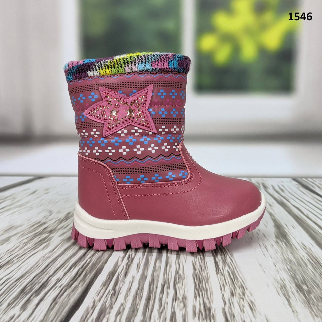

Сапожки зимние для девочки розовые со звездочкой 23-28р 25=15.3см