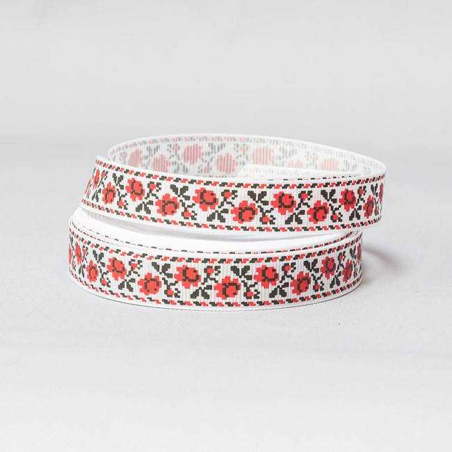 

Лента репсовая 15 мм Вышиванка розы