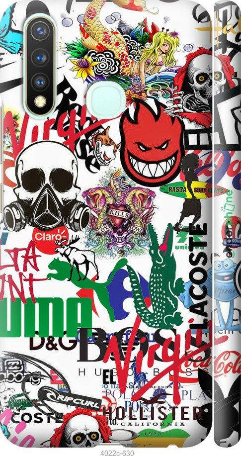 

Чехол на Vivo Y19 Many different logos Накладка на Виво Й19