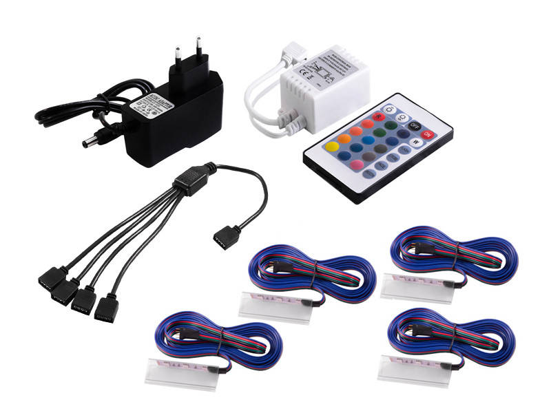 

Комплект светодиодных клипс для подсветки стеклянных полок 4шт 220V RGB