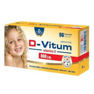 

D-Vitum 800 МЕ Витамин D Для Недоношенных Детей и Детей от 1 Года 96 Капсул Твист-Офф Доставка из ЕС