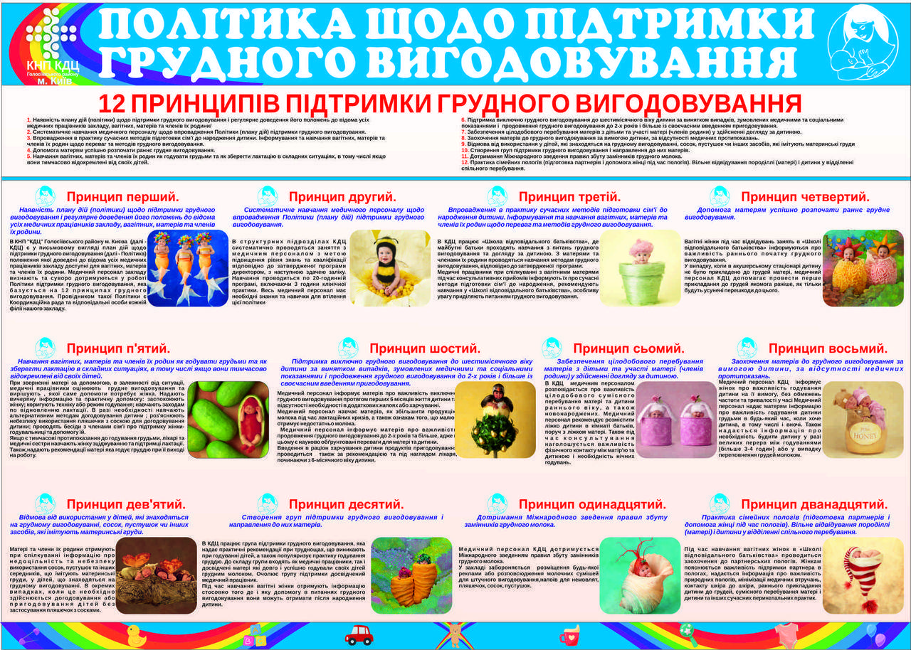 

Санбюлетень "12 принципів грудного вигодовування" 1 Бумага, А3 (297*420 мм)
