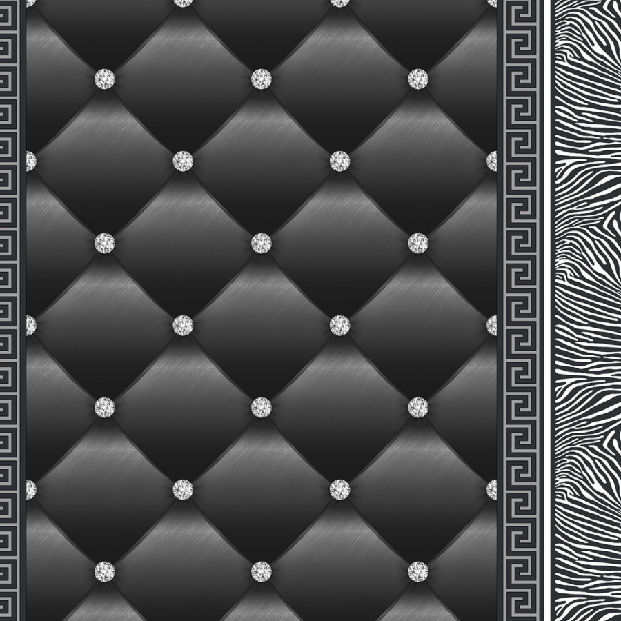 

Современные модные черно-белые обои на стену бумажные в полоску, под стеганую обивку 0,53*10м, Черный