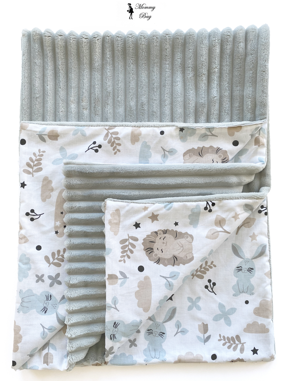 

Плед с плюшем Ежики и зайчики №19, Бежевый