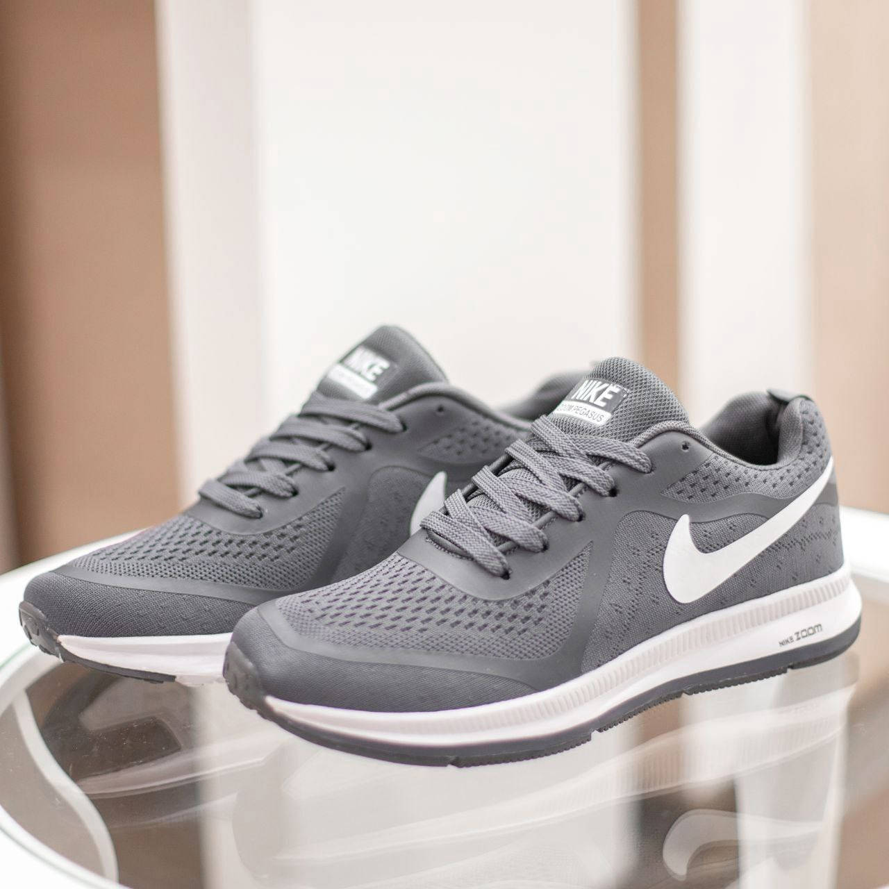 

Nike мужские весенние/летние/осенние серые кроссовки на шнурках.Демисезонные мужские на сетке кроссы, Серый