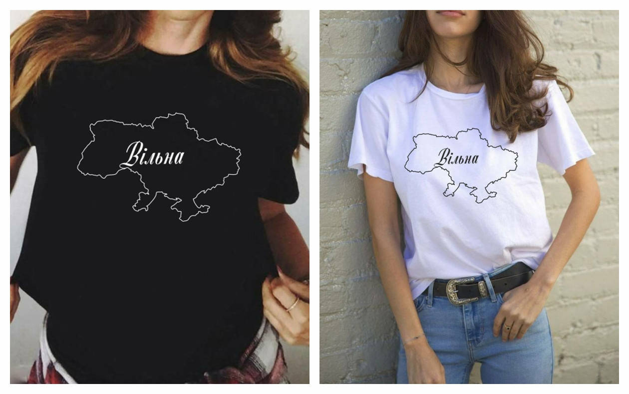 

Женская футболка "Вільна" из вискозы норма и полубатал, Черный