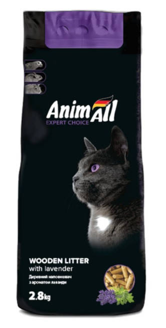 

Древесный наполнитель с ароматом лаванды Animall для котов 2.8 кг Энимал