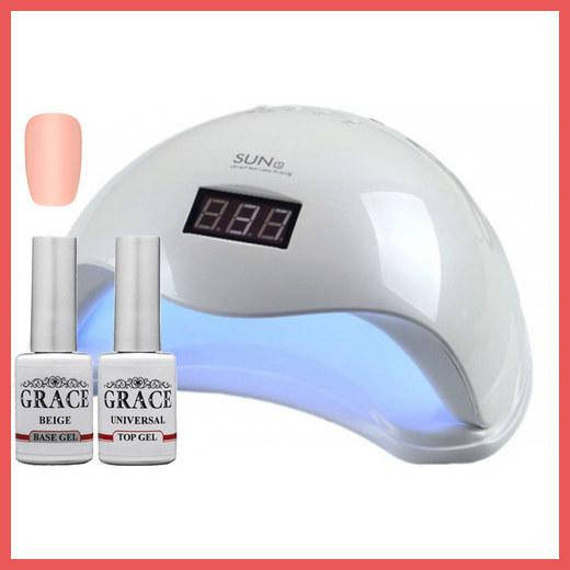 

Набор лампа для маникюра SUN 5 для гель лака UV/LED 48W + Камуфлирующая база №1 + Топ Grace 8 мл