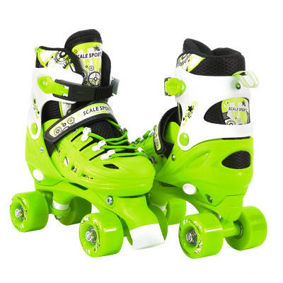 

Раздвижные детские ролики квады Scale Sports, размер 29-32, Салатовые, Салатовый