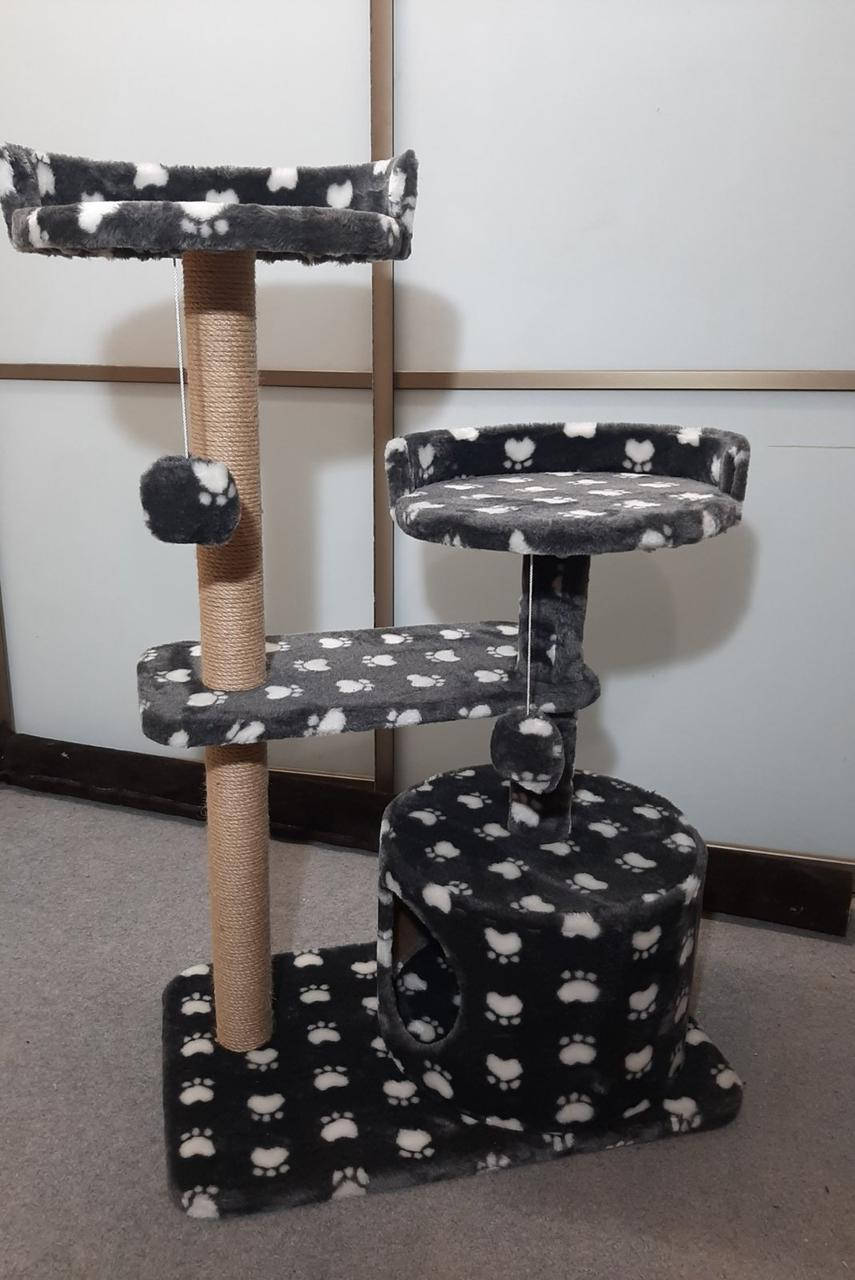 

Игровой комплекс для кошек, когтеточка с домиком, лежанкой ТМ Dom Kо