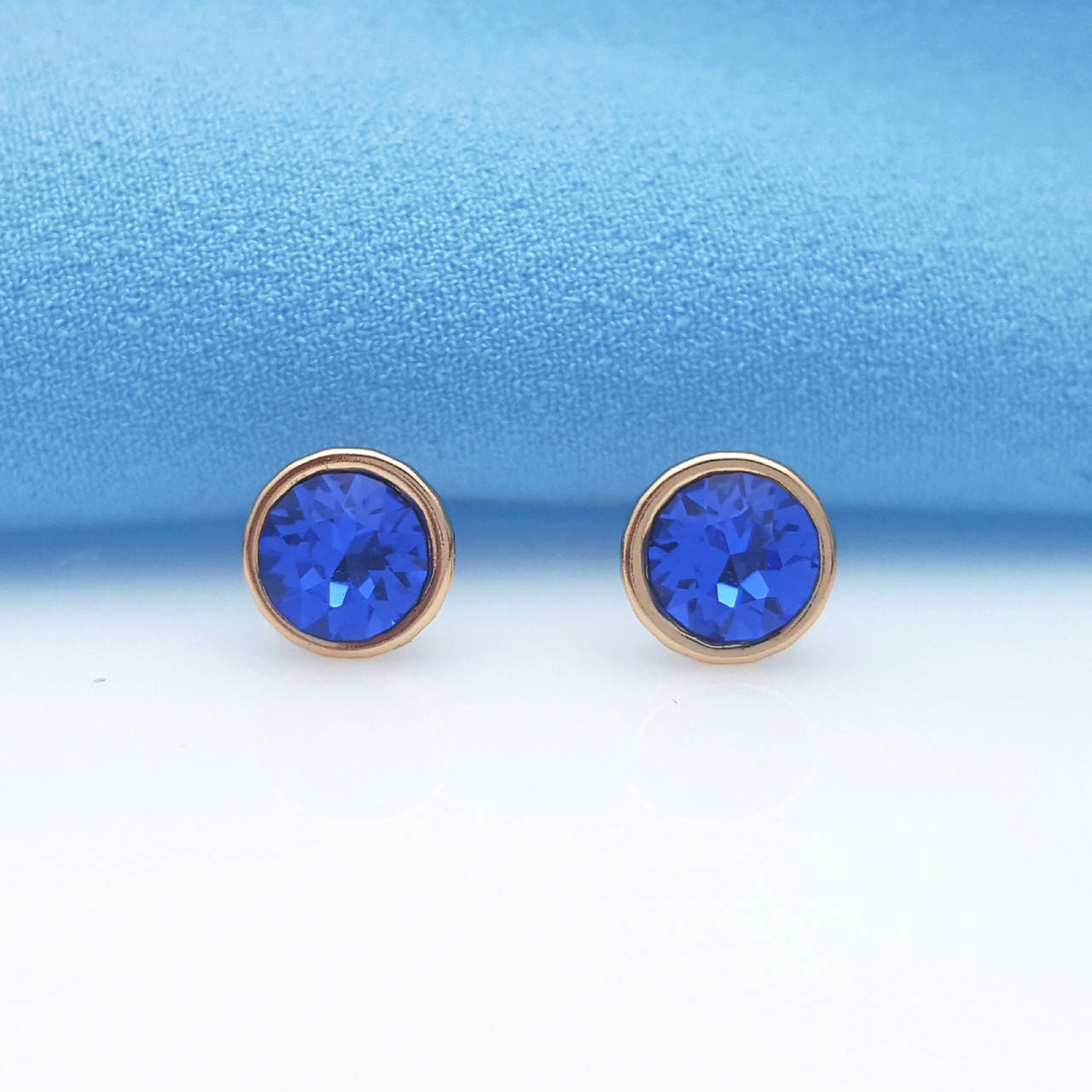 

Серьги-гвоздики, Синий Swarovski, медзолото Xuping, 18К