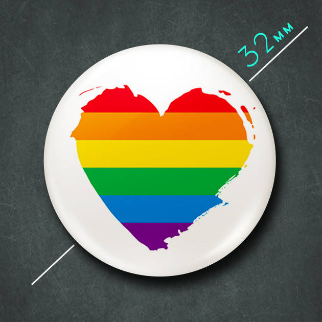 

"Сердце радуга ЛГБТ" значок круглый на булавке Ø32 мм