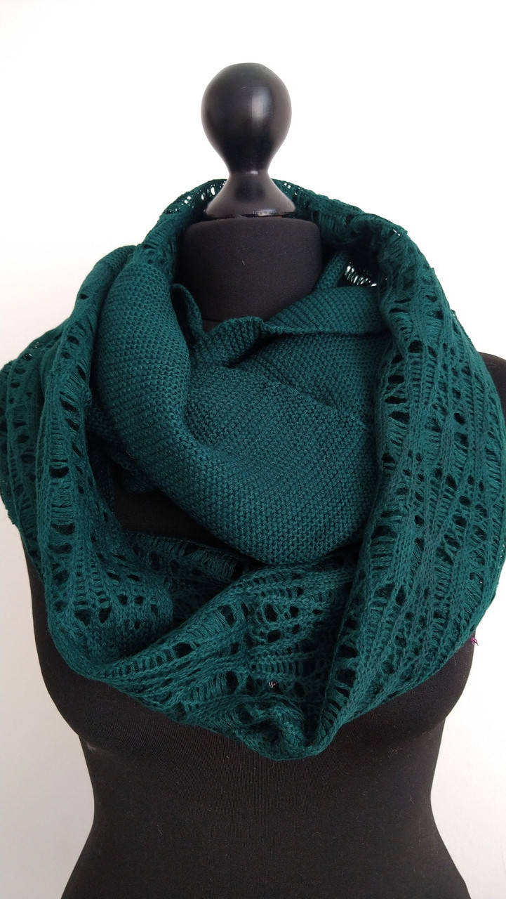 

Шарф хомут-снуд вязаний темно-зелений, Разные цвета