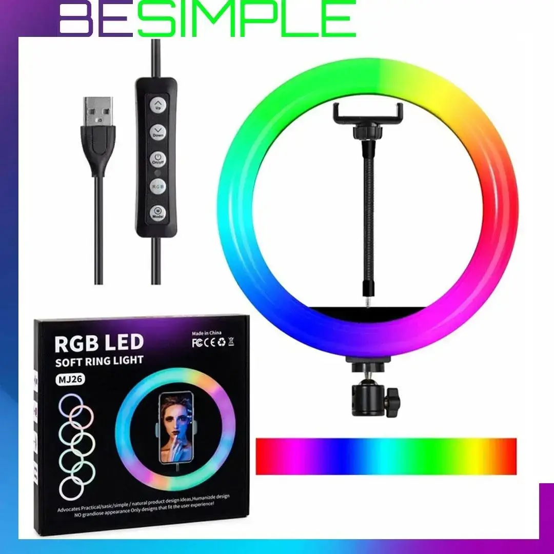 

Кольцевая лампа RGB MJ260 Soft Ring Light 26 см / Световое кольцо для Селфи RGB
