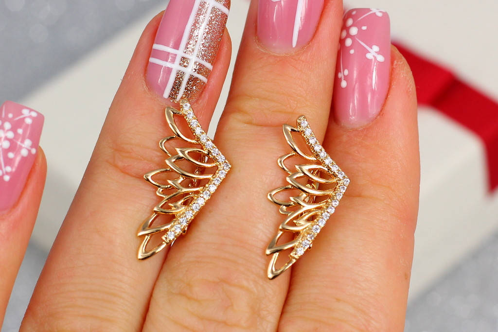

Серьги Xuping Jewelry односторонние крылья 1,8 см золотистые