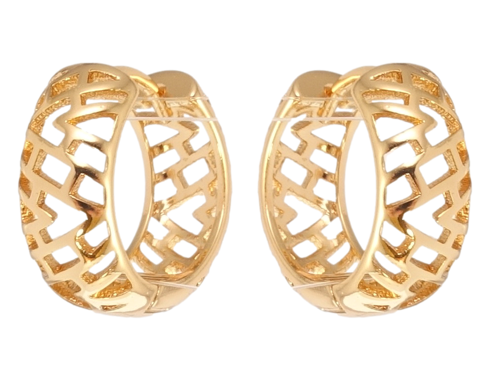 

Серьги Xuping Позолота 18K колечки "Резной орнамент"
