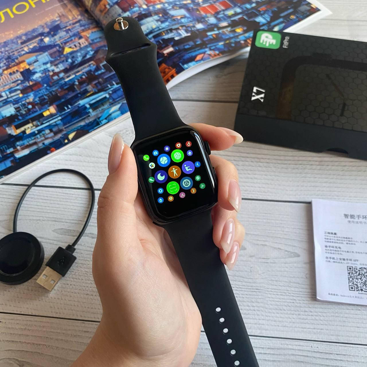 

Смарт Часы IWO X7 Smart watch Пульсометр,Тонометр ,Сенсорный Экран (Черный)