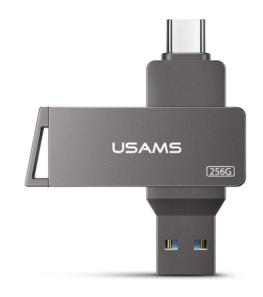 

USB Флешка 2в1 256GB Type-C/USB 3.0 для телефона / компьютера USAMS USB3.0 US-ZB202 Серый